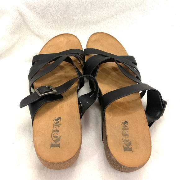 Black KORKS Adjustable Buckle Strap Comfort Open Toe  Sandals Size 11M - Picture 7 of 9